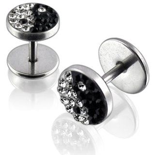 Yin Yang Multi Crystal Stone with 316L Surgical Steel Fake Plug Body jewelry. Jewelry