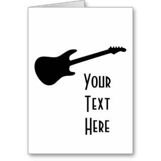 Black & White Electric Guitar Silhouette Greeting Card