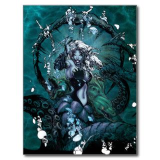 Grimm Fairy Tales Little Mermaid wicked Sea Witch Postcards