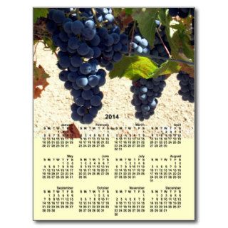 Calendar   2014 Grapes on vine   Important dates Post Card