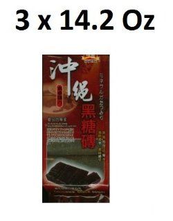 Pure Japanese Okinawa Black Sugar Brick  Pack of three, 14.28 ounces each  Raw Sugar  Grocery & Gourmet Food