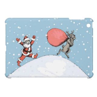 Reindeer makes jokes with Santa Claus. iPad Mini Covers