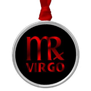 Red Virgo Horoscope Symbol Christmas Ornaments