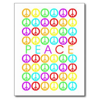 Colorful PEACE w/peace signs Post Cards