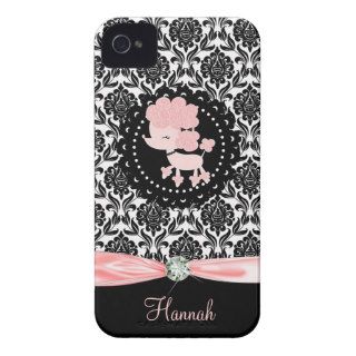 Elegant Black Damask Paris Pink Poodle Girly iPhone 4 Covers