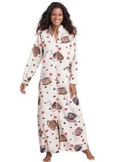 Dreams and Company Women's Plus Size Long zip front A line microfleece robe (OATMEAL HEATHER CUP, 5X) Bathrobes