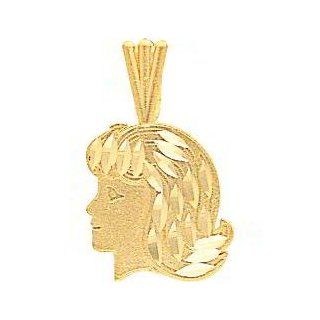 14K Gold Girl Head Charm Pendant Jewelry FindingKing Jewelry