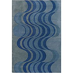 Hand Tufted Mandara Contemporary Blue Wool Rug (7'9" x 10'6") Mandara 7x9   10x14 Rugs