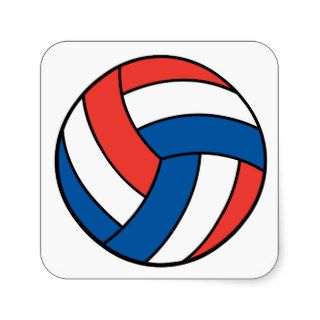 red white blue volleyball square sticker
