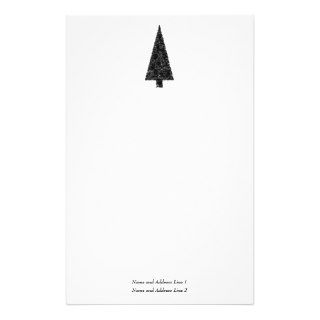 Stylish Christmas Tree. Black and White. Customized Stationery