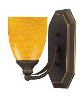 Elk 570 1B CN 1 Light Vanity In Aged Bronze And Canary Glass   Wall Sconces  