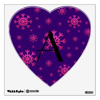 monogram pink snowflakes purple wall stickers
