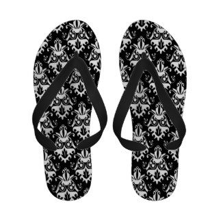 Elegant Black and White Damask Pattern Sandals