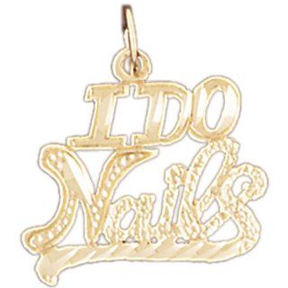 14K Yellow Gold "I Do Nails" Pendant Jewelry