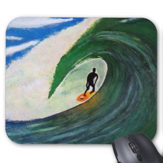 Surfer Surfing The Tube wave in Hawaii Mousepad