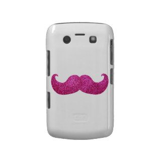 Pink Bling Mustache (Faux Glitter Graphic) Blackberry Case