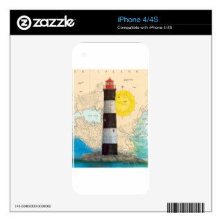 Race Rocks Lighthouse BC Canada Chart Art Peek iPhone 4 Decal