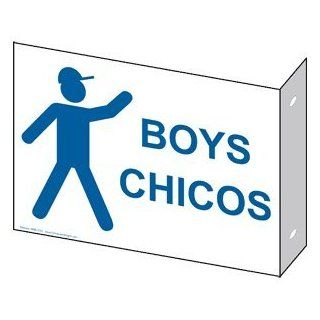 Boys Bilingual Sign RRB 7012Proj BLUonWHT Mens / Boys  Business And Store Signs 