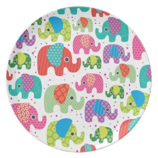Retro elephant pattern illustration birthday plate