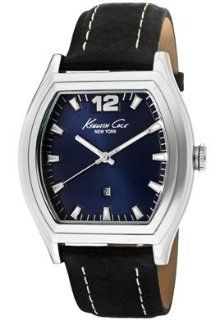 Men's Tonneau Watch Strap Color Black, Dial Color Navy blue, Hand Color Silver Watches