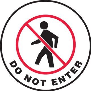 Accuform Signs MFS0408 Slip Gard Adhesive Vinyl Round Floor Sign, Legend "DO NOT ENTER" with Graphic, 8" Diameter, Black/Red on White Industrial Warning Signs