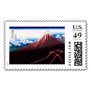 山下白雨 Rainstorm Beneath the Summit, Hokusai Postage Stamp