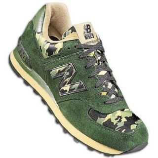 New Balance Men's 574 Leather/Suede ( sz. 07.0, Green/Camo ) Shoes