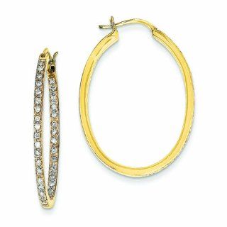 Genuine 14K Yellow Gold AA Quality Completed Diamond In Out Hoop Earrings 5.8 Grams of Gold Jewelry