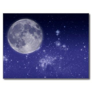 Moon and Shining Stars Postcard