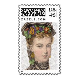 Belle Epoche Beauty with Flowers in Her Hair Stamp