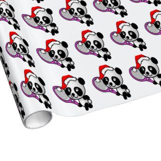 Panda With Santa Hat 2 Wrapping Paper