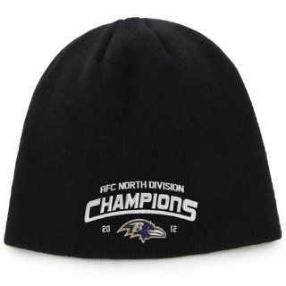 NFL '47 Brand Baltimore Ravens 2012 AFC North Division Champions Cuffless Knit Beanie   Black   Sports Fan Baseball Caps  Sports & Outdoors