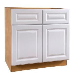 Home Decorators Collection Assembled 33x34.5x24 in. Sink Base Cabinet with False Drawer Front in Hallmark Arctic White SB33 HAW