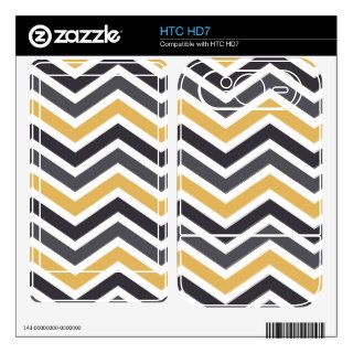 Chic ZigZag Chevron Gold and Gray Pattern HTC HD7 Skins