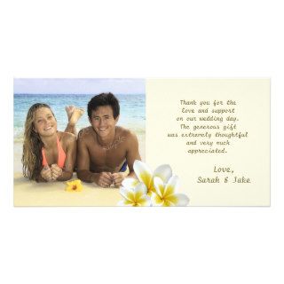 Plumeria Flowers Beach Wedding Photo Thank You Custom Photo Card