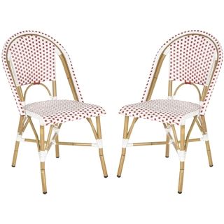 Salcha Red/ White Indoor Outdoor Stackable Side Chair (Set of 2) Safavieh Dining Chairs