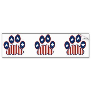 Patriotic Paw Print Bumper Stickers