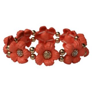 Daisy Flowers and Crystals Enamel and Gold Electroplated Stretch Bracelet  