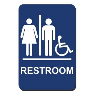 Lynch Sign 6 in. x 9 in. Blue Plastic Restroom Braille Accessible Sign UNI 10