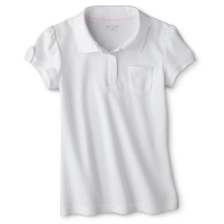Cherokee Girls School Uniform Interlock Fashion Polo   White XL