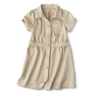 Cherokee Toddler Girls School Uniform Short Sleeve Safari Dress   Pita Bread 2T