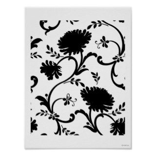 Black and white flower design print