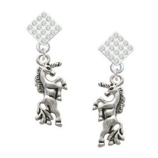 Unicorn Clear Crystal Diamond Shaped Lulu Post Earrings [Jewelry] Dangle Earrings Jewelry