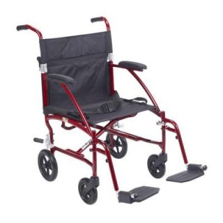 Drive Medical Fly Lite Ultra Lightweight Transport Wheelchair DFL19 RD