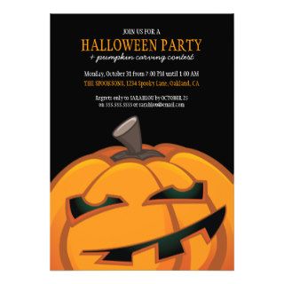 Spooky Halloween Pumpkin Carving Party Invitations