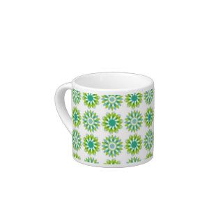 Abstract Mod Retro Flowers (2) Espresso Cups