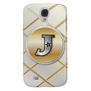 Monogrammed gold and silver effect letter J v3 Galaxy S4 Covers