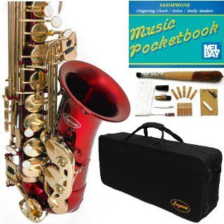 360 RD   RED/Gold Alto Saxophone Lazarro+11 Reeds,Music Pocketbook,Pro Case and Care Kit   12 COLORS Available  CLICK on LISTING to SEE All Colors Musical Instruments
