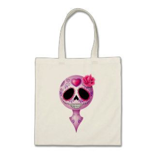 Cute Purple Sugar Skull Tote Bags