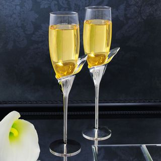 Calla Lily Champagne Flutes (Set of 2) Toasting Flutes
